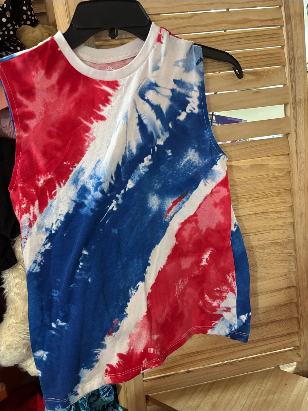 Sleeveless Tie-Dye Tank Top - Red, White & Blue Children’s Large